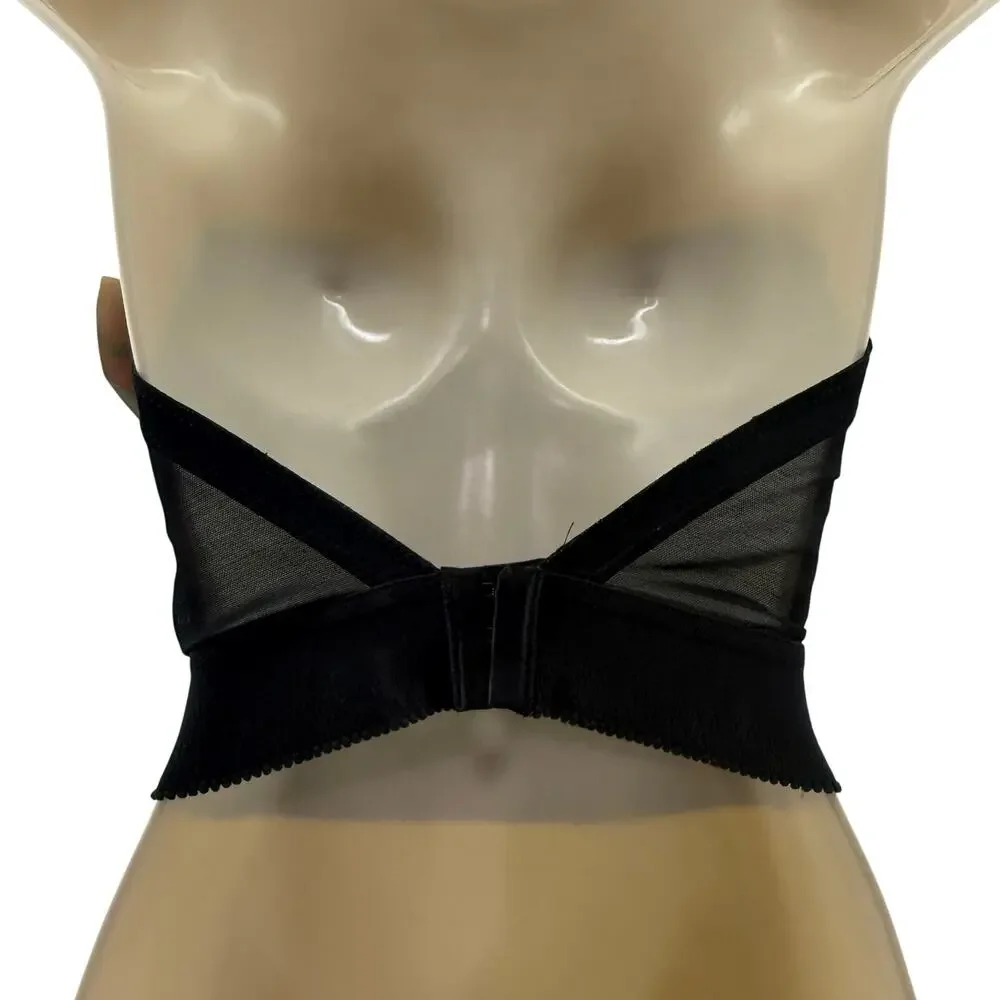 Vintage Backless by Smoothie Longline Bra Size 36B Black Corset Top Glam Rock